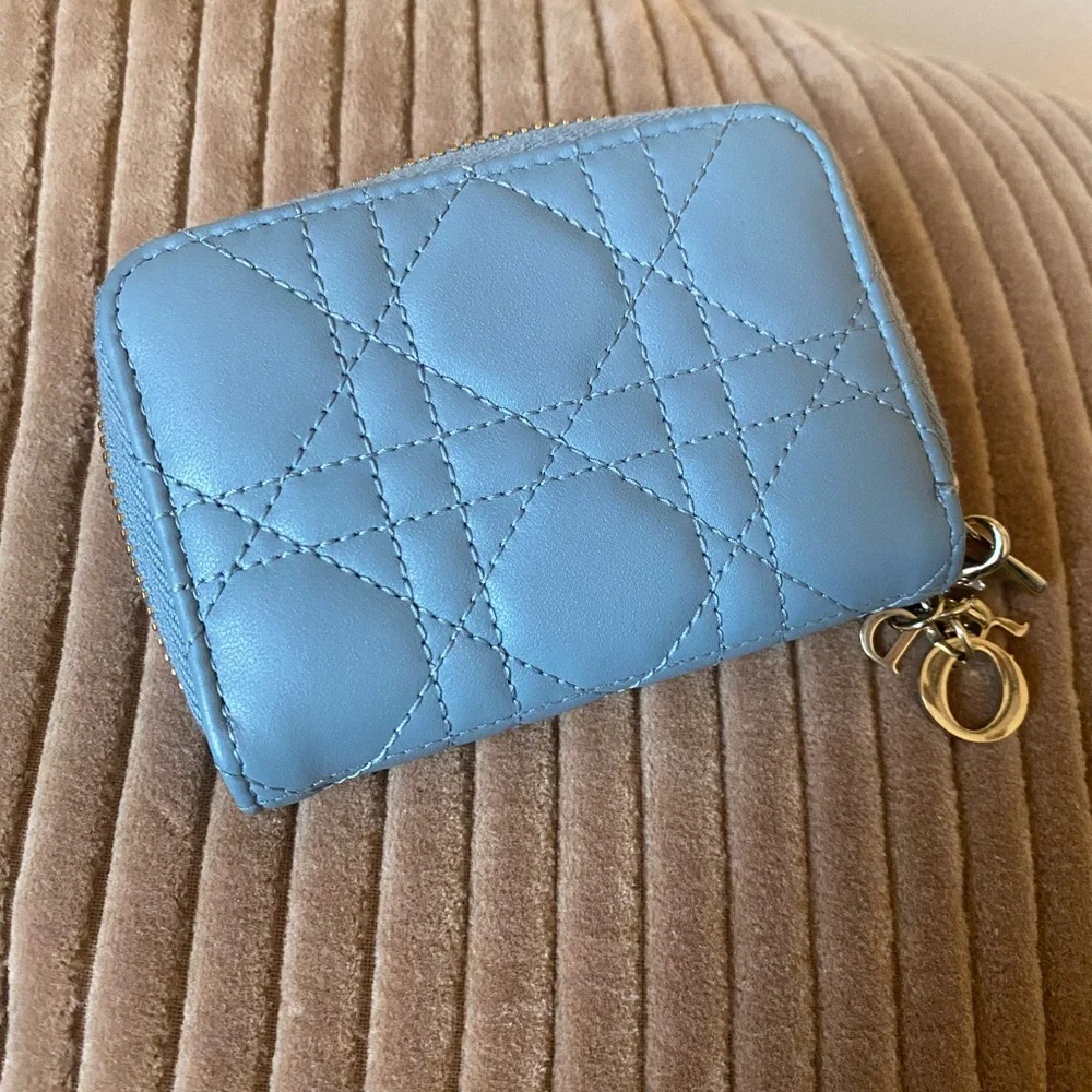 Lady Dior Voyageur Small Coin Purse Cloud Blue
